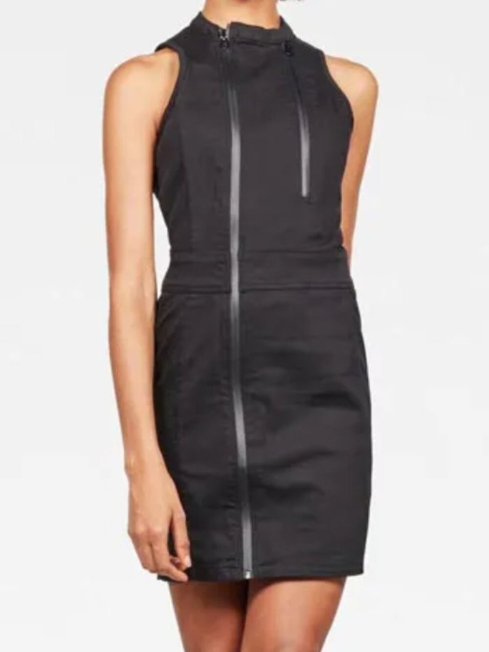 G-Star Raw Lynn Lunar Slim Sleeveless Dress, Black stretch denim, Size S
